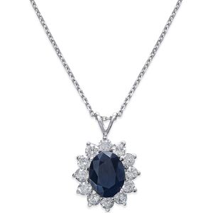 Macy's Sapphire (2-1/5 ct. t.w.) and Diamond (1 ct. t.w.) Necklace in 14k White Gold - White Gold