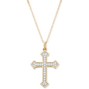Macy's Diamond Cross Pendant Necklace (1/4 ct. t.w.) in 14k Gold