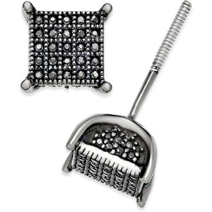 Macy's Men's Diamond Square Cluster Stud Earrings (1/4 ct. t.w.) in Sterling Silver - Silver