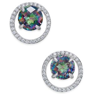 Macy's Mystic Topaz (1-3/4 ct. t.w.) and Diamond (1/6 ct. t.w.) Circle Stud Earrings in Sterling Silver - Multi