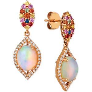 Le Vian Opal (1-5/8 ct. t.w.), Multi-Sapphire (1/2 ct. t.w.) and Diamond (1/4 ct. t.w.) Drop Earrings in 14k Rose Gold - Opal