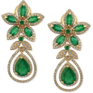 Effy Collection Brasilica by Effy Emerald (5-1/4 ct. t.w.) and Diamond (1-1/4 ct. t.w.) Teardrop Earrings in 14k Gold or 14k White Gold, Created for Macy's - Emerald/