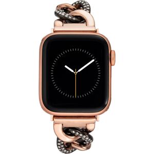 Anne Klein Women's Black and Rose Gold-Tone Alloy Chain with Crystals Bracelet Compatible with 38/40/41mm Apple Watch - Black, Rose Gold-Tone