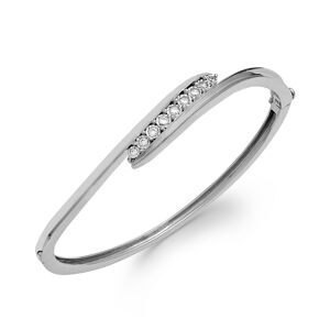 Macy's Diamond Swirl Bangle Bracelet in Sterling Silver (1/4 ct. t.w.) - White Gold