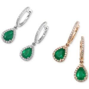 Effy Collection Brasilica By Effy Emerald 1 1 8 Ct. T.W. Diamond 1 4 Ct. T.W. Pear Drop Earrings In 14k White Gold 14k Gold