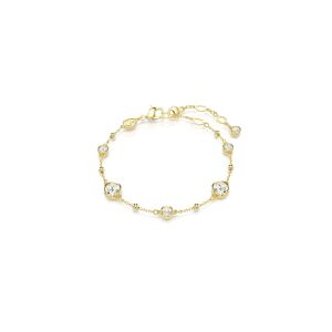 Swarovski Round Cut, White, Gold-Tone Imber Bracelet - Gold