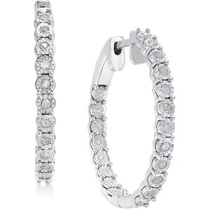 Macy's Diamond Hoop Earrings (1/4 ct. t.w.) in Sterling Silver - Sterling Silver