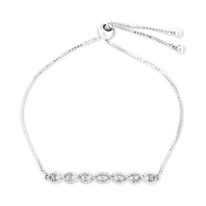 Wrapped Diamond Twist Bolo Bracelet (1/4 ct. t.w.) in Sterling Silver, Created for Macy's - Silver