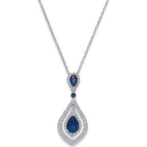 Macy's Sapphire (1-1/4 ct. t.w.) and Diamond (1/2 ct. t.w.) Pendant Necklace in 14k Gold (Also available in Ruby and Emerald) - Sapphire