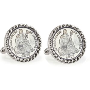 American Coin Treasures Seated Liberty Silver Dime Rope Bezel Coin Cuff Links - Silver