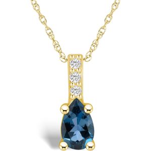 Macy's London Blue Topaz (1 Ct. T.w.) and Diamond Accent Pendant Necklace in 14K Yellow Gold - London Blue Topaz