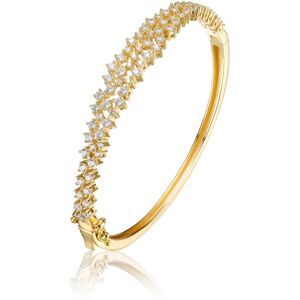 Genevive Sterling Silver with Rhodium Plated Clear Round Cubic Zirconia Cluster Style Bangle Bracelet - Gold