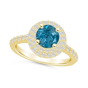 Macy's London Blue Topaz and Diamond Accent Halo Ring in 14K Yellow Gold - London Blue Topaz