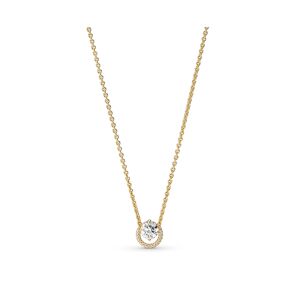 Pandora Timeless 14K Gold-Plated Sparkling Round Cubic Zirconia Halo Pendant Collier Necklace - Gold