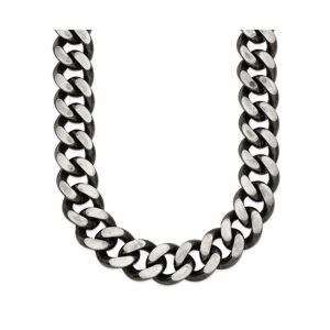 Chisel Stainless Steel Oxidized 13.75mm 24 inch Curb Chain Necklace - Silver