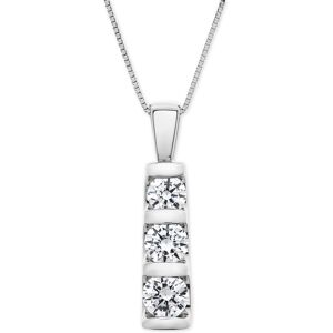 Macy's Diamond Graduated Three-Stone Pendant Necklace (1 ct. t.w.) in 14k White Gold or 14k Yellow Gold, 18