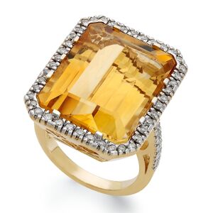 Macy's 14k Gold Ring, Citrine (22 ct. t.w.) and Diamond (1/2 ct. t.w.) Rectangle Ring - Citrine
