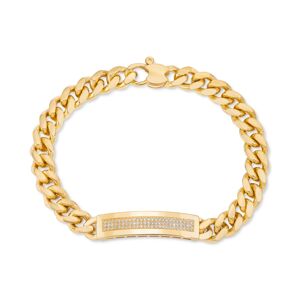 Italian Gold Men's Diamond (1/2 ct. t.w.) Id Bracelet in Sterling Silver (Also in 14k Gold Over Silver) - Gold Over Silver