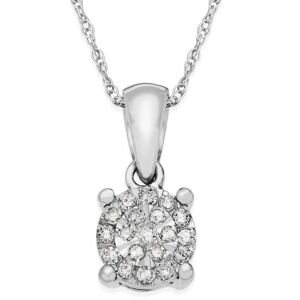 Macy's Diamond Cluster Pendant Necklace in Sterling Silver (1/10 ct. t.w.) - Sterling Silver