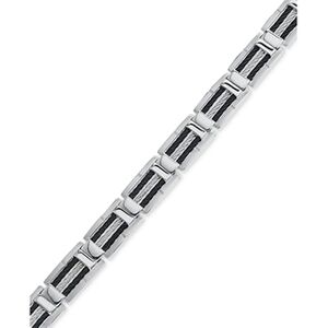 Macy's Men's Black and Grey Cable Bracelet in Stainless Steel