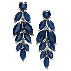 Macy's Blue Sapphire (6-1/2 ct. t.w.) & White Sapphire (1/2 ct. t.w.) Chandelier Earrings in Sterling Silver, Created for Macy's - Blue
