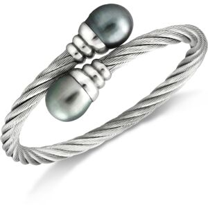 Macy's Cultured Tahitian Pearl (10mm) Bangle Bracelet in Stainless Steel - Tahitian