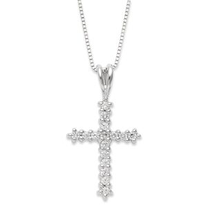 Macy's Diamond Cross Pendant Necklace in 14k White Gold (1/4 ct. t.w.)