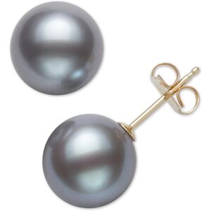 Belle de Mer Cultured Freshwater Pearl Stud 14k Yellow Gold Earrings (8mm) - Gray