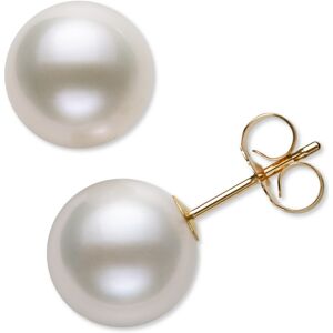 Belle de Mer Cultured Freshwater Pearl Stud 14k Yellow Gold Earrings (8mm) - White