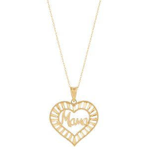 Macy's Mama Open Heart Pendant Necklace in 10k Gold, 16