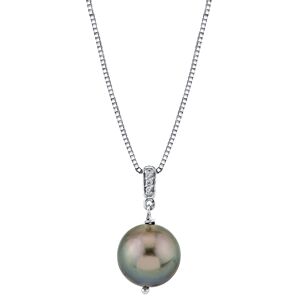 Macy's Black Cultured Tahitian Pearl (10mm) & Diamond Accent 18