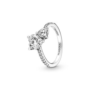Pandora Cubic Zirconia Timeless Double Heart Sparkling Ring - Silver