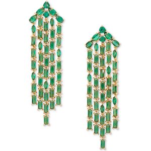 Kate Spade New York Crystal Fringe Statement Earrings - Green/gold