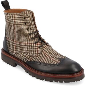 Taft Men's Livingston Handcrafted Leather and Wool Dress Lace-up Rubber Sole Boots - Plaid