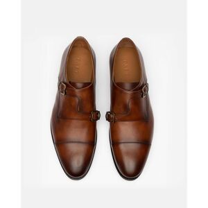 Taft Men's Prince Genuine Leather Double Monk Strap Dress Shoes - Coffee