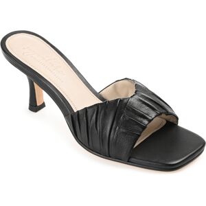 Journee Signature Women's Juliette Leather Open Toe Dress Sandals - Black