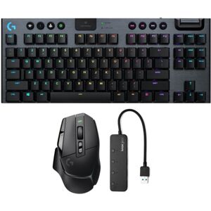 Logitech G G915 Lightspeed Wireless Gaming Keyboard with Mouse and Usb Port - Black