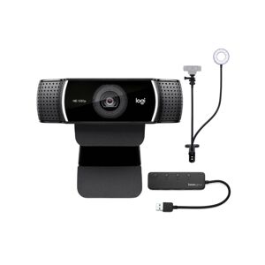 Logitech C922 Pro Stream 1080P Webcam With Stand And 4-Port Usb Hub - Black