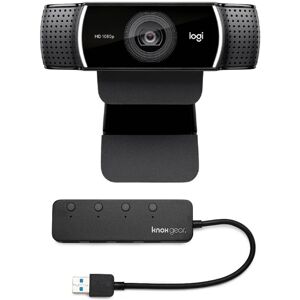 Logitech C922 Pro Stream 1080P Webcam With Knox 4-Port Usb 3.0 Hub - Black