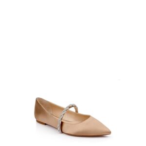 Jewel Badgley Mischka Women's Vana Pointed Toe Evening Flats - Dark Nude Satin