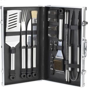 Picnic at Ascot 20 Piece Stainless Steel Barbecue Grill Tool Set - Aluminum Case - Chrome