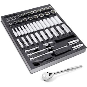 Powerbuilt 54 Piece Pro Tech 3/8 in. Dr. Sae & Metric Socket Set - Silver