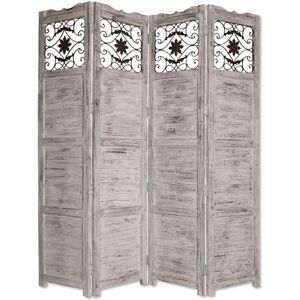 Screen Gems Double sided 4 Panel 7' Nantucket Screen - White