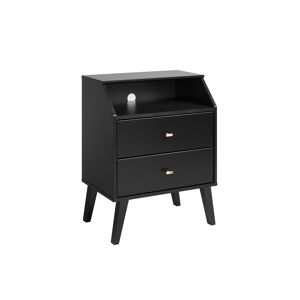 Prepac Milo Mid Century Modern 2 Drawer Nightstand with Angled Top - Black