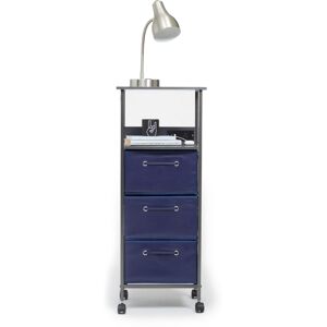 Dormify 3-Drawer Charging Cart on Wheels, Features 2 Usb Ports and 1 Outlet - Corded Navy