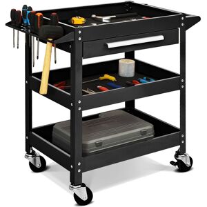 Costway Three Tray Rolling Tool Cart Mechanic Cabinet Storage ToolBox Organizer w/Drawer - Black