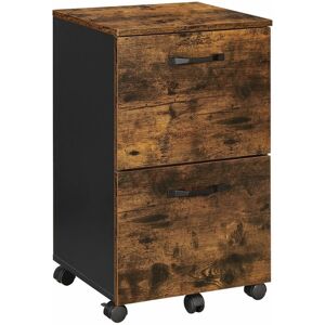 Slickblue Industrial File Cabinet With 2 Drawers, Rolling Office Filing Cabinet With Wheels - Rustic brown