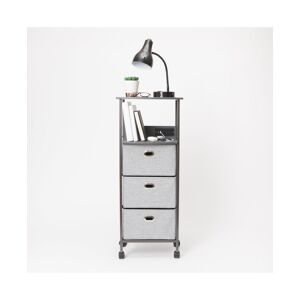 Dormify 3-Drawer Charging Cart on Wheels, Features 2 Usb Ports and 1 Outlet - Grommeted grey
