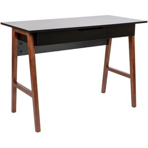 Merrick Lane Litchfield Writing Desk With Divided Storage Drawer - Black/walnut