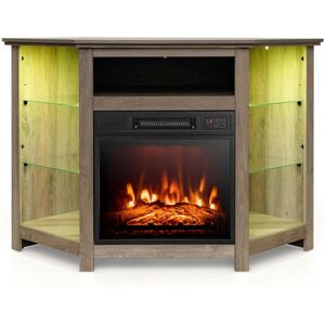 Costway Fireplace Tv Stand with Led Lights & 18'' Electric Fireplace for Tvs up to 50'' - Grey